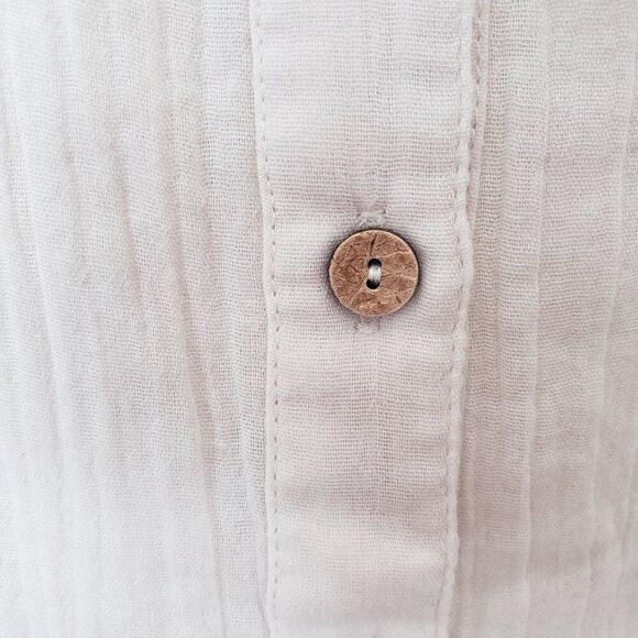 Soft Surroundings Tunic Blouse Size M Cotton Ivory Button Front Top Style 2DD00 - Picture 5 of 7